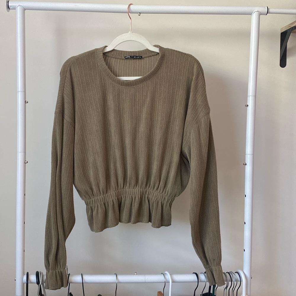 Olive Peplum Shirt